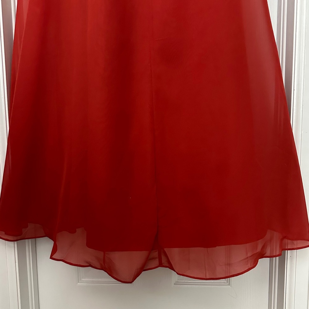 Azazie Nahrin Rust A-Line‎ V-Neck Pleated Chiffon Dress Bridesmaid Sz 6 NWT - Picture 13 of 16